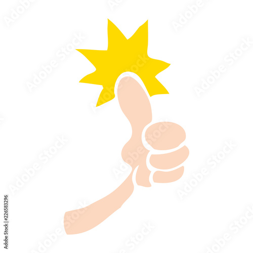 flat color style cartoon thumbs up sign