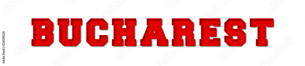 Bucharest - red text written on white background Bucharest - red text written on white background