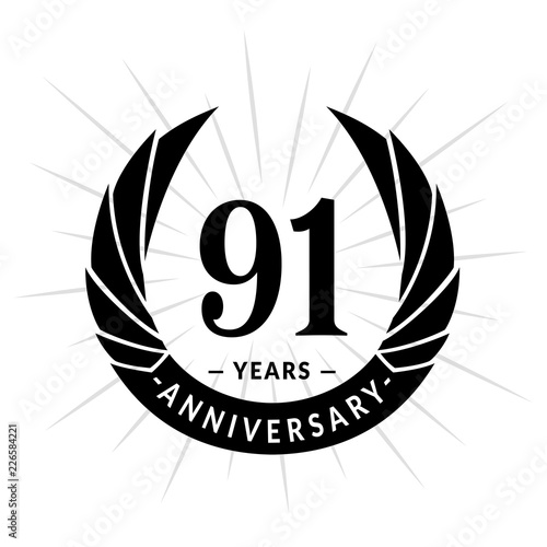 91 years anniversary. Elegant anniversary design. 91 years logo. 
