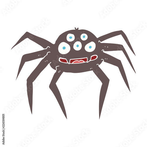 flat color illustration of a cartoon spider