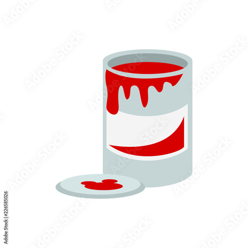 Bank with paint, vector illustration, red paint, EPS 10. photo