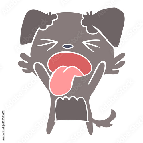 flat color style cartoon disgusted dog