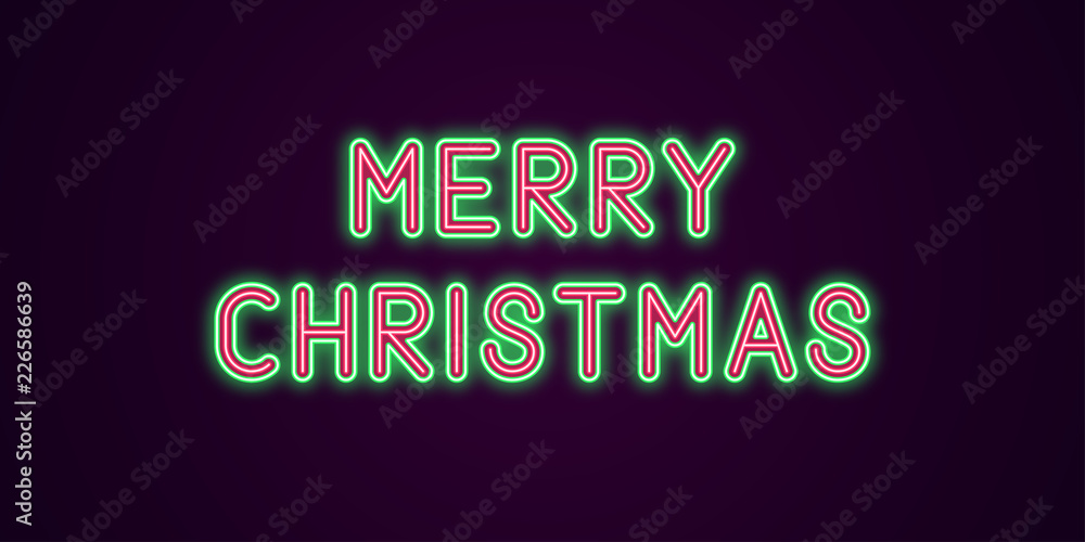 Neon festive inscription for Merry Christmas