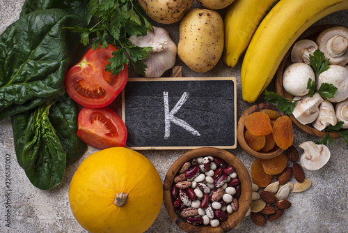 Products containing potassium. Healthy food concept photo
