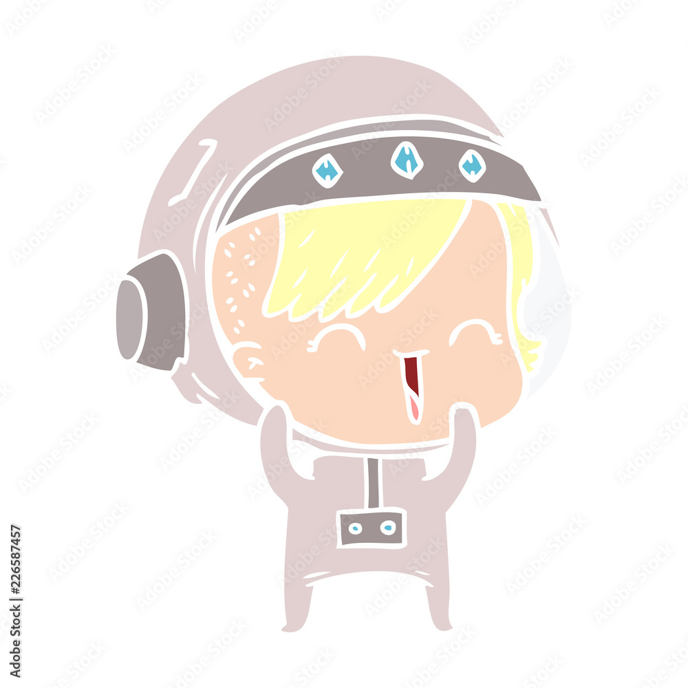 flat color style cartoon laughing astronaut girl flat color style cartoon laughing astronaut girl