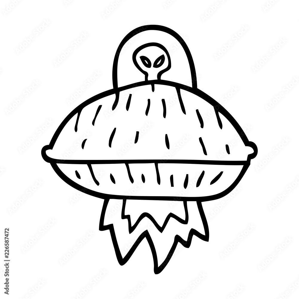 line drawing cartoon alien spaceship Stock Vector | Adobe Stock