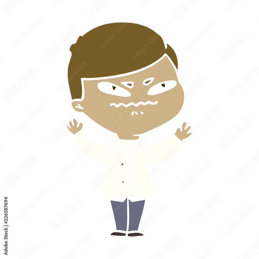 flat color style cartoon angry man flat color style cartoon angry man