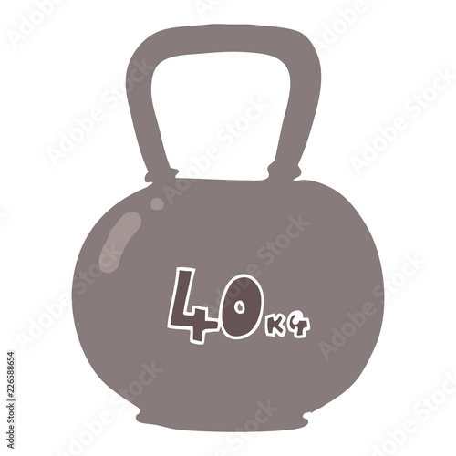 flat color illustration of a cartoon 40kg kettle bell weight