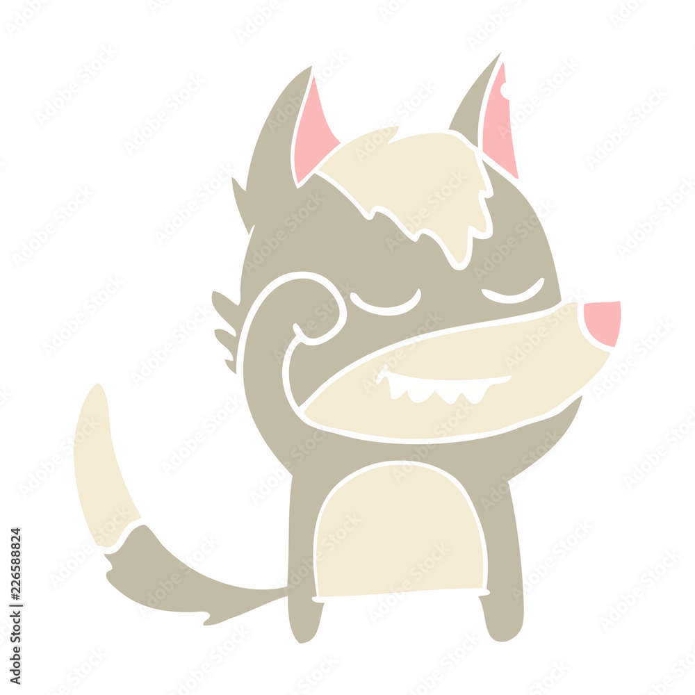 tired flat color style cartoon wolf