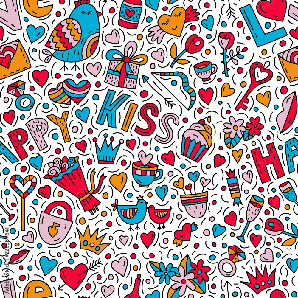 Love doodle pattern