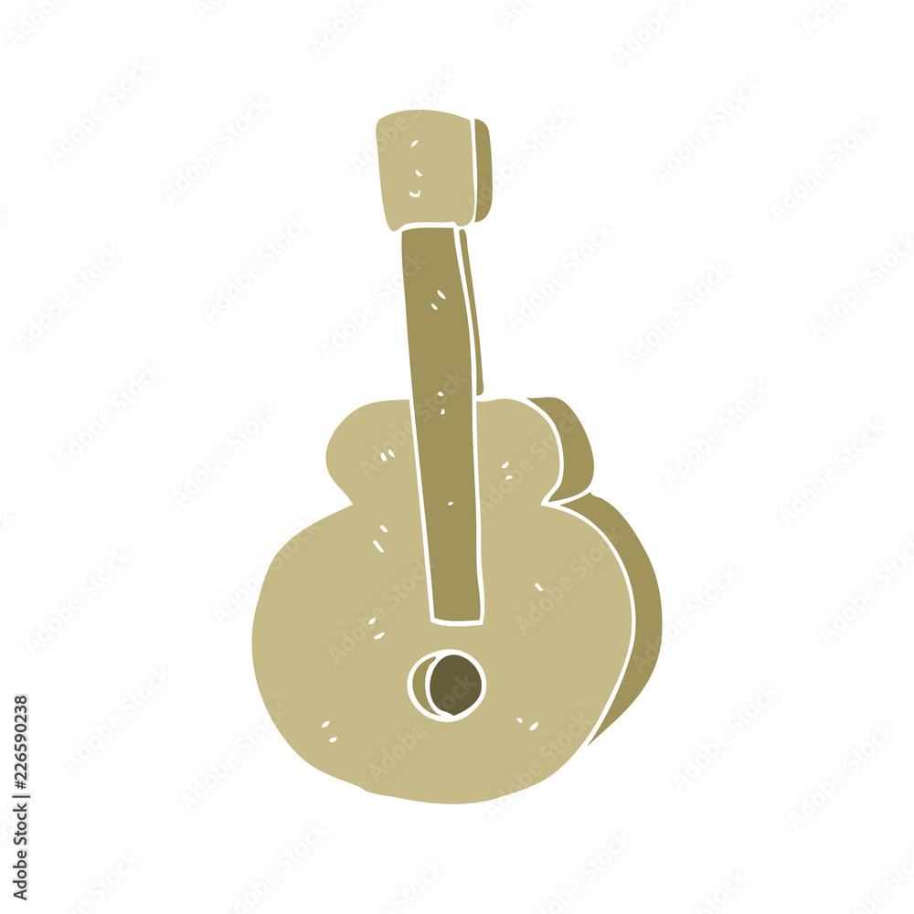 flat color illustration of a cartoon guitar flat color illustration of a cartoon guitar
