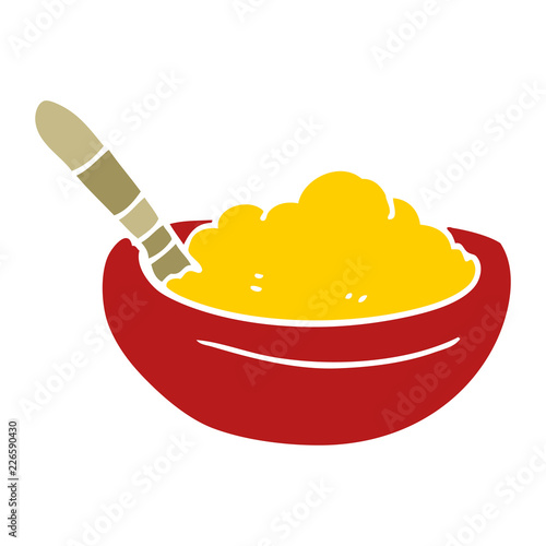 cartoon doodle bowl of polenta