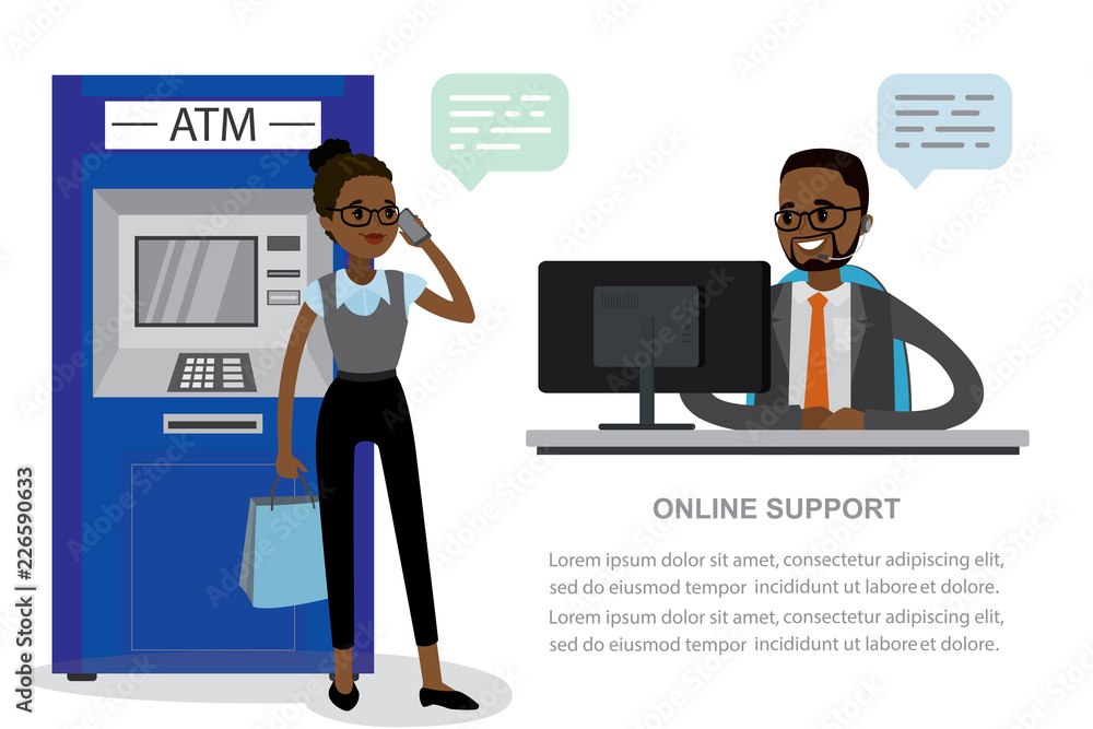 Online support and chat concept,ATM bankomat, Online support and chat concept,ATM bankomat,