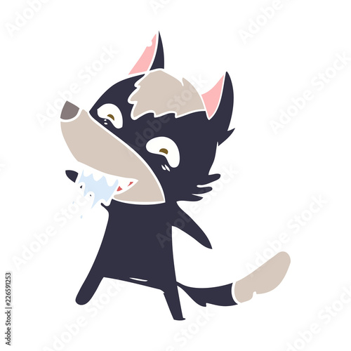 flat color style cartoon hungry wolf