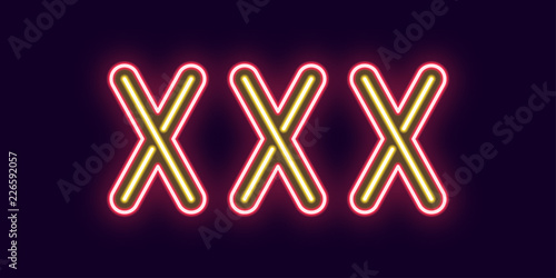 Neon inscription of XXX. Vector illustration