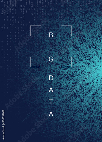 Big data background. Technology for visualization, artificial intelligence, deep learning and quantum computing. Design template for network concept. Abstract big data backdrop.