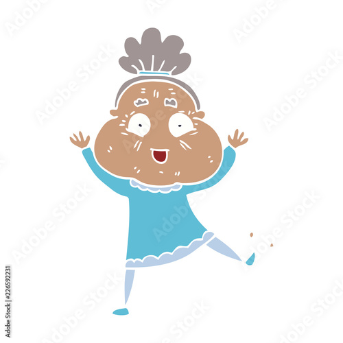 cartoon doodle dancing old lady