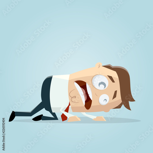 businessman crawling on the floor