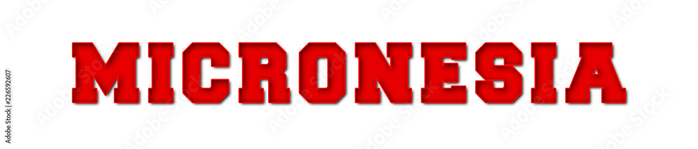 Micronesia - red text written on white background Micronesia - red text written on white background