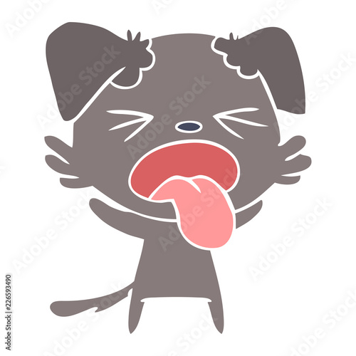 flat color style cartoon disgusted dog