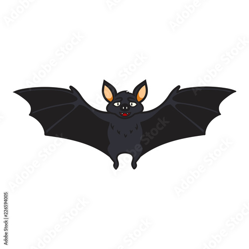 Happy cartoon bat for Halloween.Vector illustration isolated.