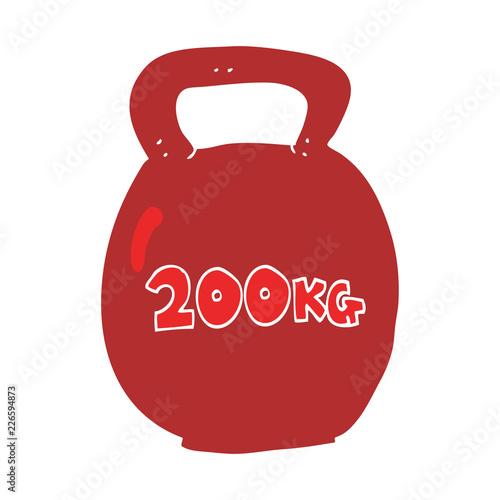 flat color illustration of a cartoon 20kg kettle bell