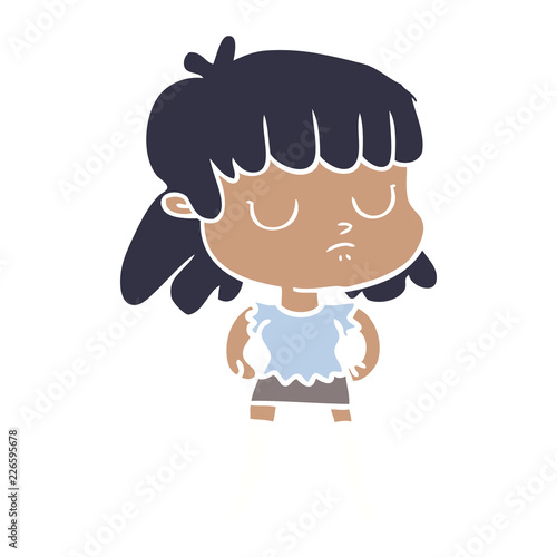 flat color style cartoon indifferent woman