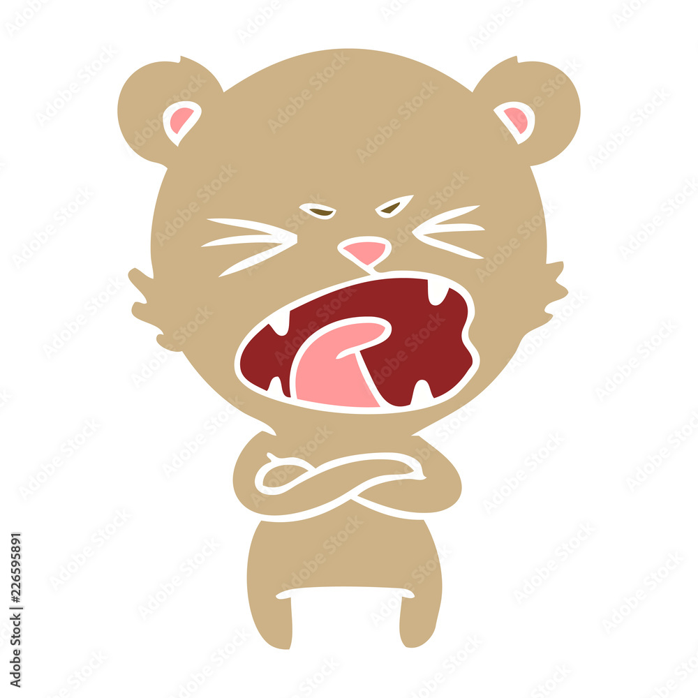 angry flat color style cartoon bear shouting angry flat color style cartoon bear shouting