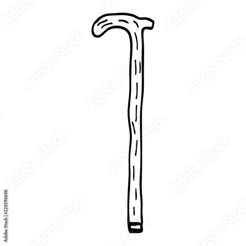 line drawing cartoon walking stick