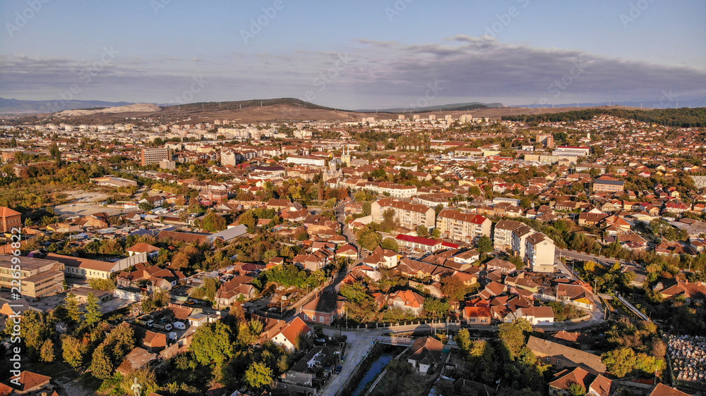 Aerial view of Hunedoara, Tovn in Transylvania, Romania.