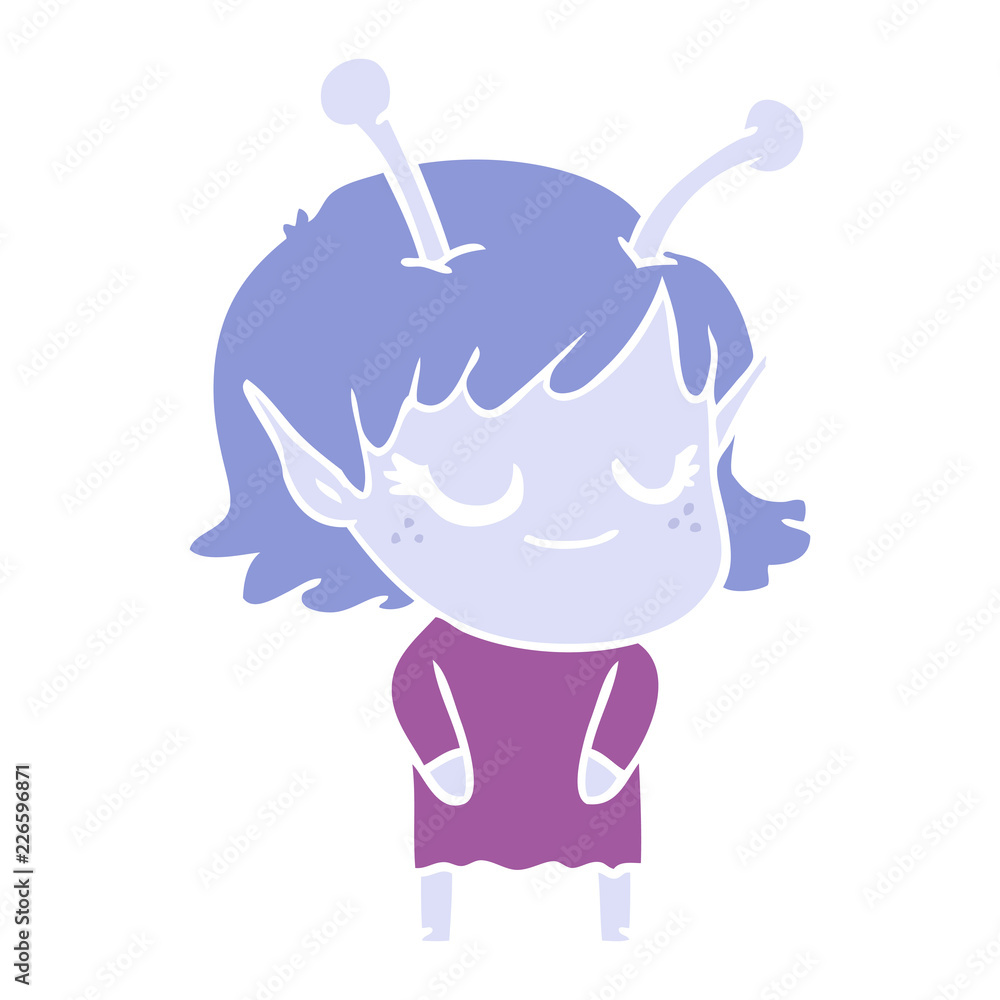 smiling alien girl flat color style cartoon smiling alien girl flat color style cartoon