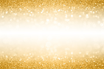 Gold glitter border background for anniversary, birthday or Christmas invite with white space