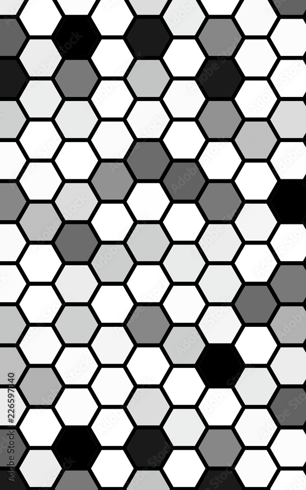 Black honeycomb with a gradient color. Isometric geometry. 3D illustration Black honeycomb with a gradient color. Isometric geometry. 3D illustration