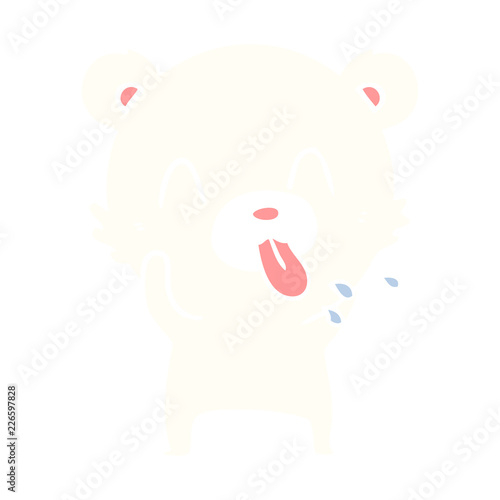 rude flat color style cartoon polar bear sticking out tongue