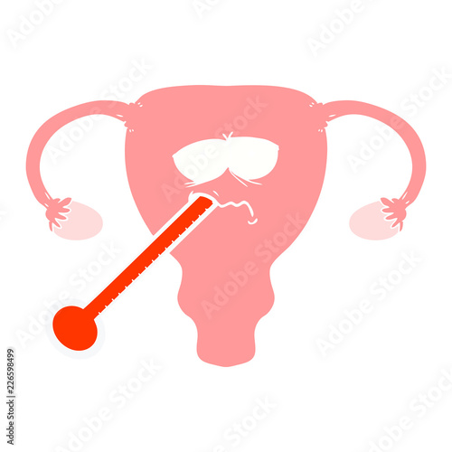 flat color style cartoon poorly uterus