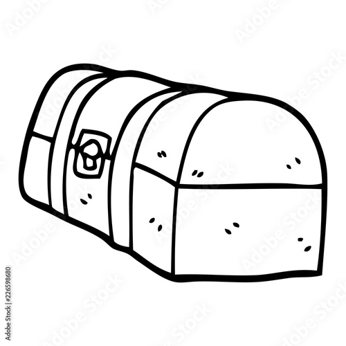 line drawing cartoon treasure chest
