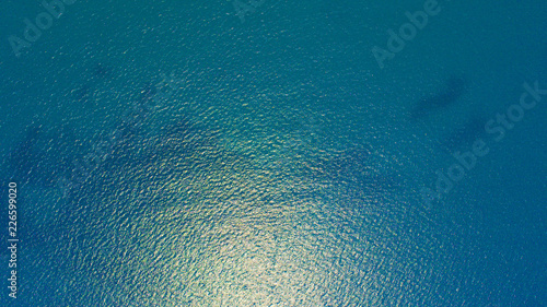 Billede på lærred Bird's eye view of sea ocean water surface texture background