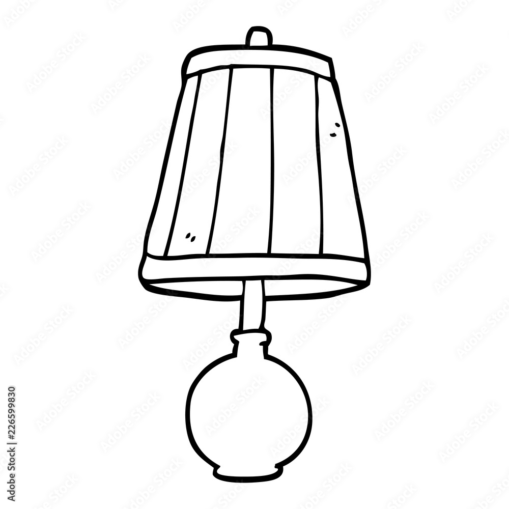 line drawing cartoon table lamp Stock Vector | Adobe Stock