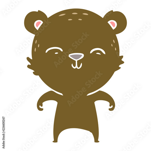 happy flat color style cartoon bear