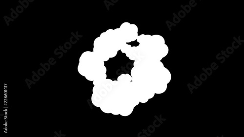 Flat explosion animation. Cartoon footage of a bang. Isolated design element with alpha for game or video