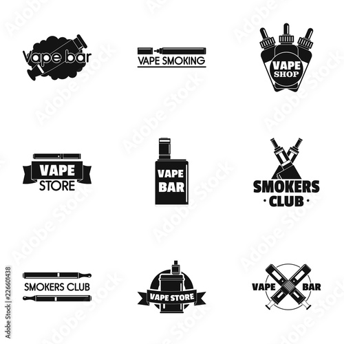 Vape logo set. Simple set of 9 vape vector logo for web design on white background