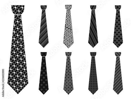 Elegant tie icon set. Simple set of elegant tie vector icons for web design isolated on white background