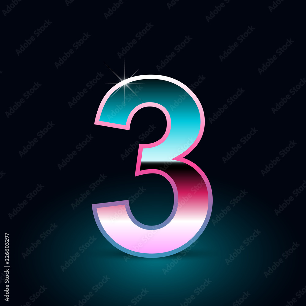 Retro number 0. 80s vector font isolated on black background Retro number 0. 80s vector font isolated on black background