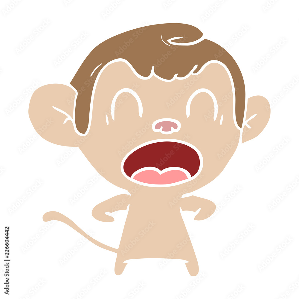 Fototapeta premium shouting flat color style cartoon monkey