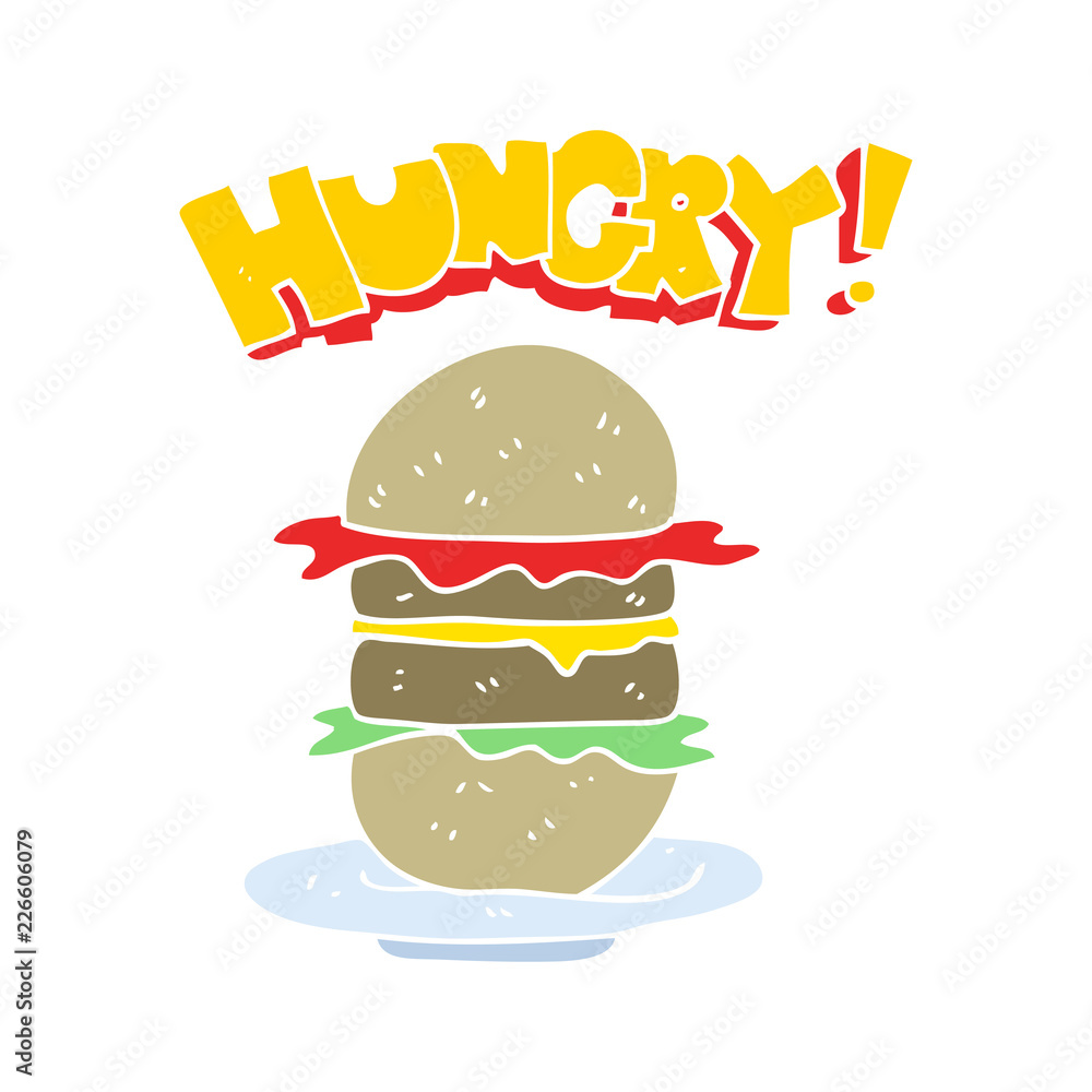 flat color illustration of a cartoon burger flat color illustration of a cartoon burger