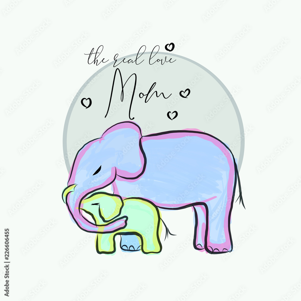 Fototapeta premium Hand drawn elephant for baby fashion