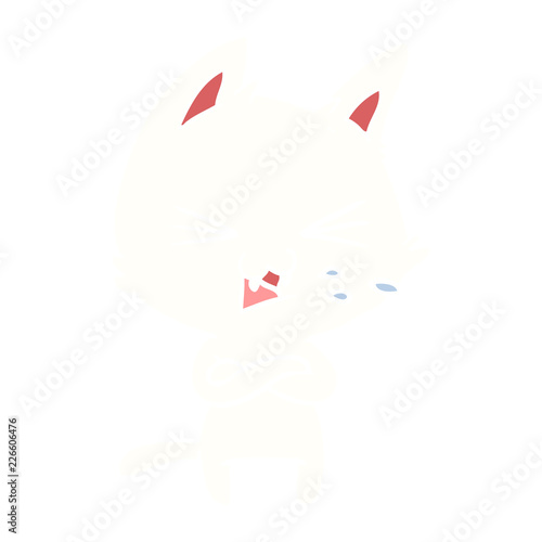 flat color style cartoon cat with crossed arms