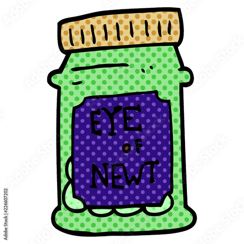cartoon doodle eye of newt bottle