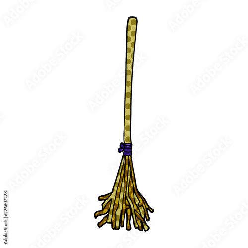 cartoon doodle magic broom