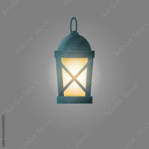 Lantern light vector illustration isolated on grey background